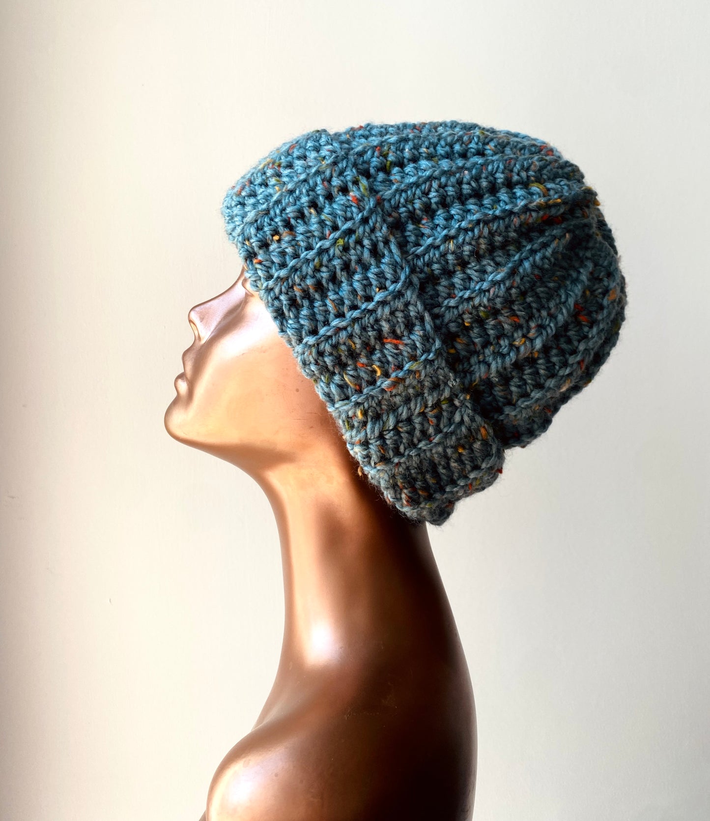 Chunky Wool Blend Beanie with Flecked Detail