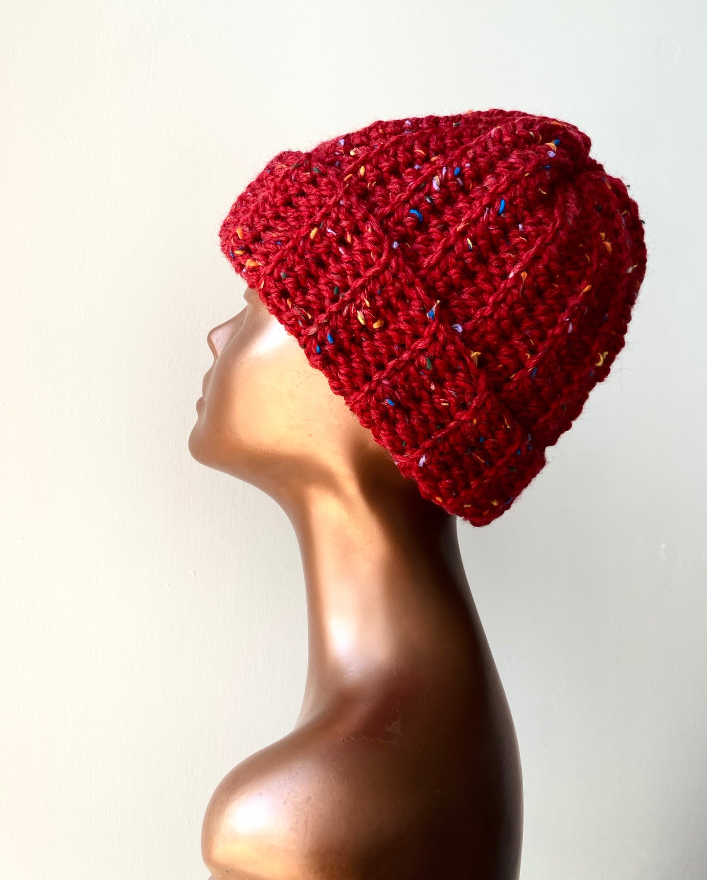 Chunky Wool Blend Beanie with Flecked Detail