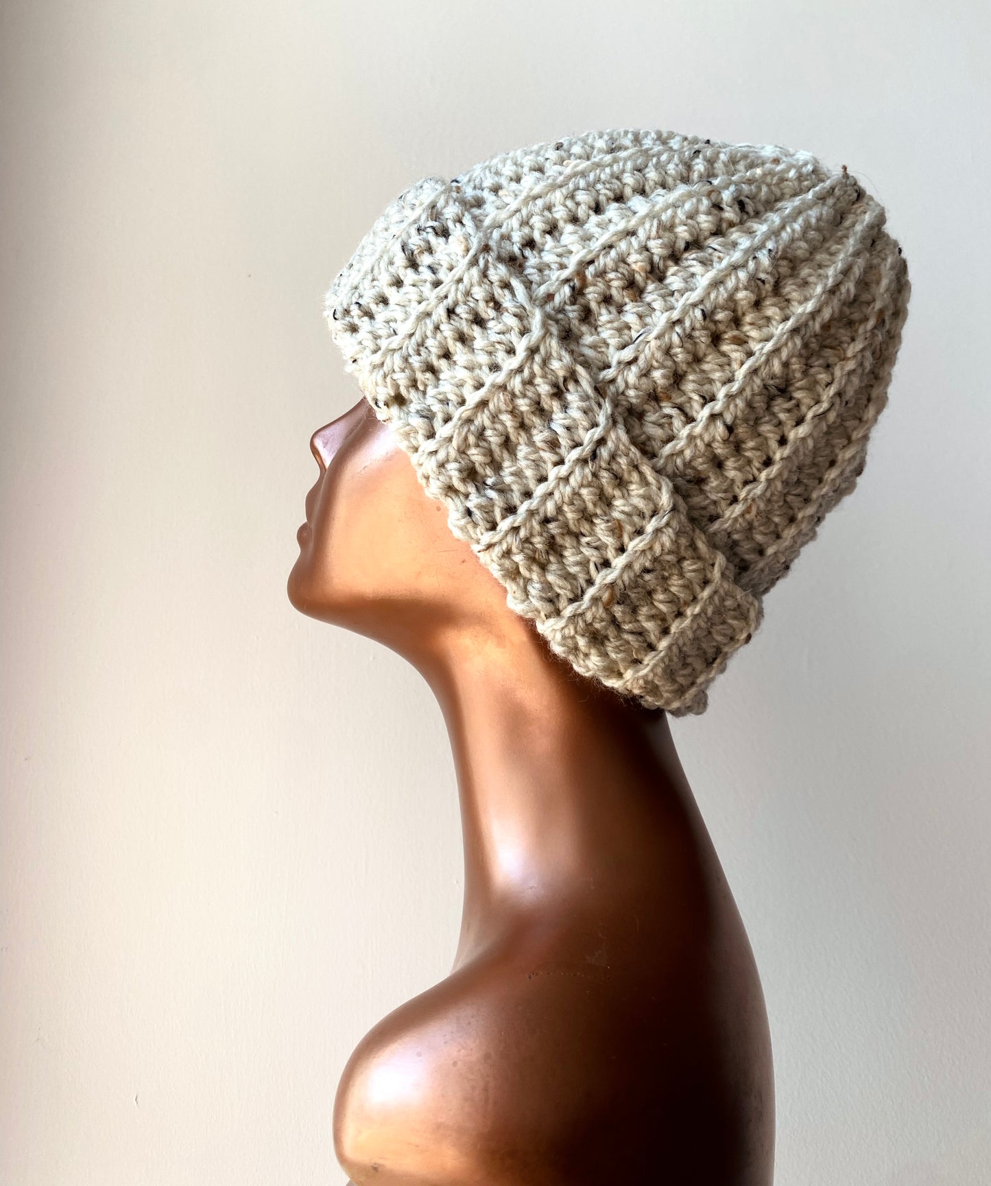 Chunky Wool Blend Beanie with Flecked Detail
