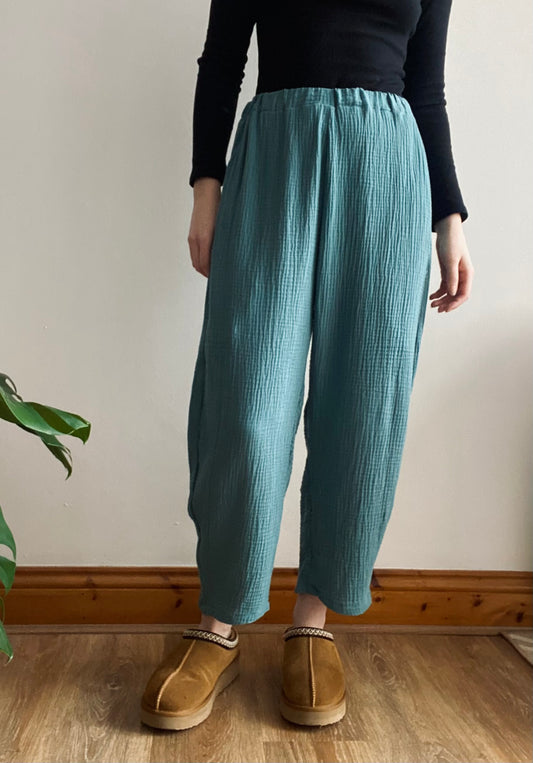 Duck Egg Cotton Trousers