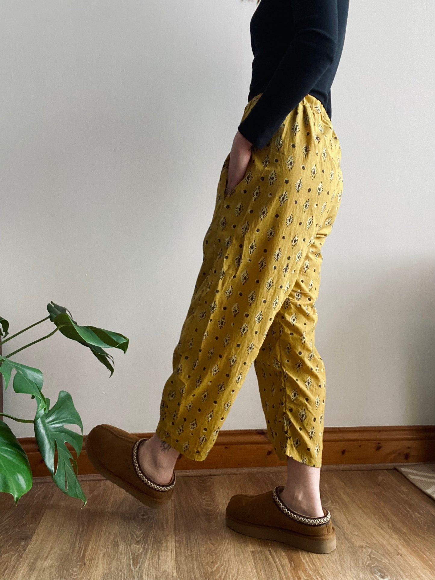Yellow Block Print Trousers