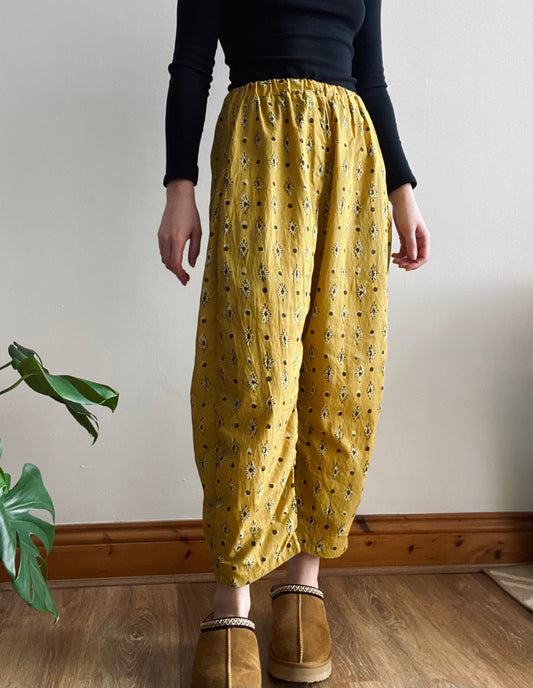 Yellow Block Print Trousers